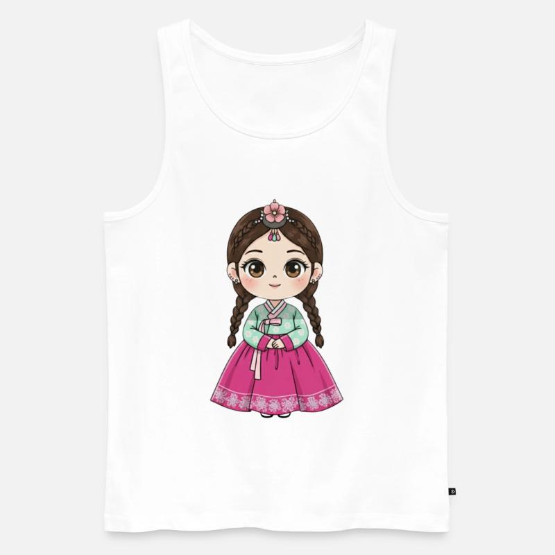 Chibi Hanbok Süßigkeiten-Traum Chaewon - Männer Premium Bio Tank Top - Weiß