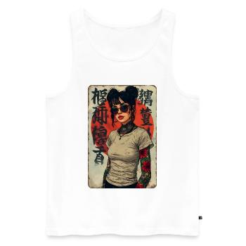 T-shirt Rising Sun Rebel Street Art Japon - Débardeur bio Premium Homme - blanc - Devant - Michal (187cm)