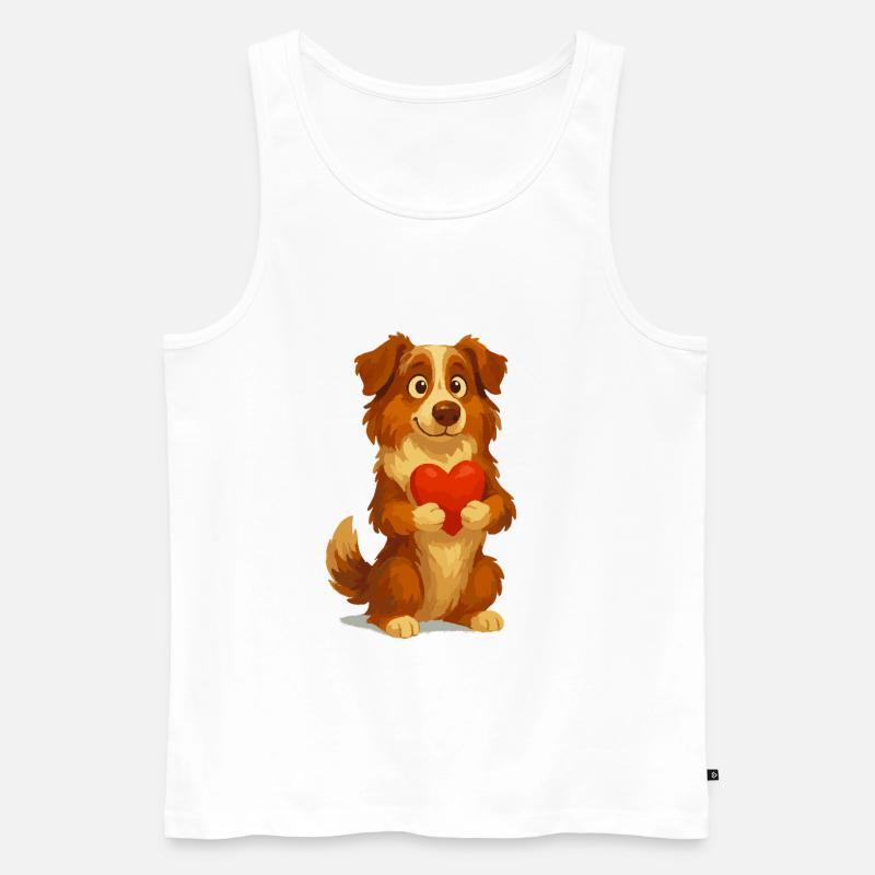 Australian Shepherd mit Herz Cartoon - Männer Premium Bio Tank Top - Weiß