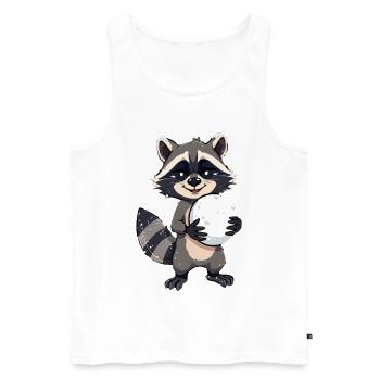 Raccoon with a big snowball - Men's Premium Organic Tank Top - white - Front - AI Model Male 178 light (178cm)