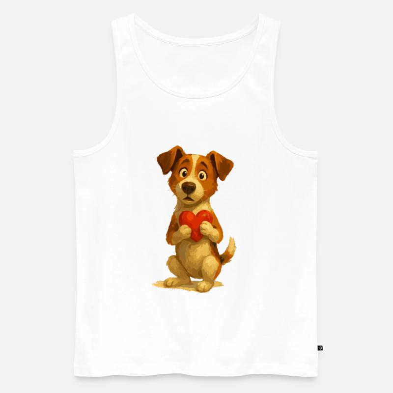 Jack Russell Terrier mit Herz - Männer Premium Bio Tank Top - Weiß
