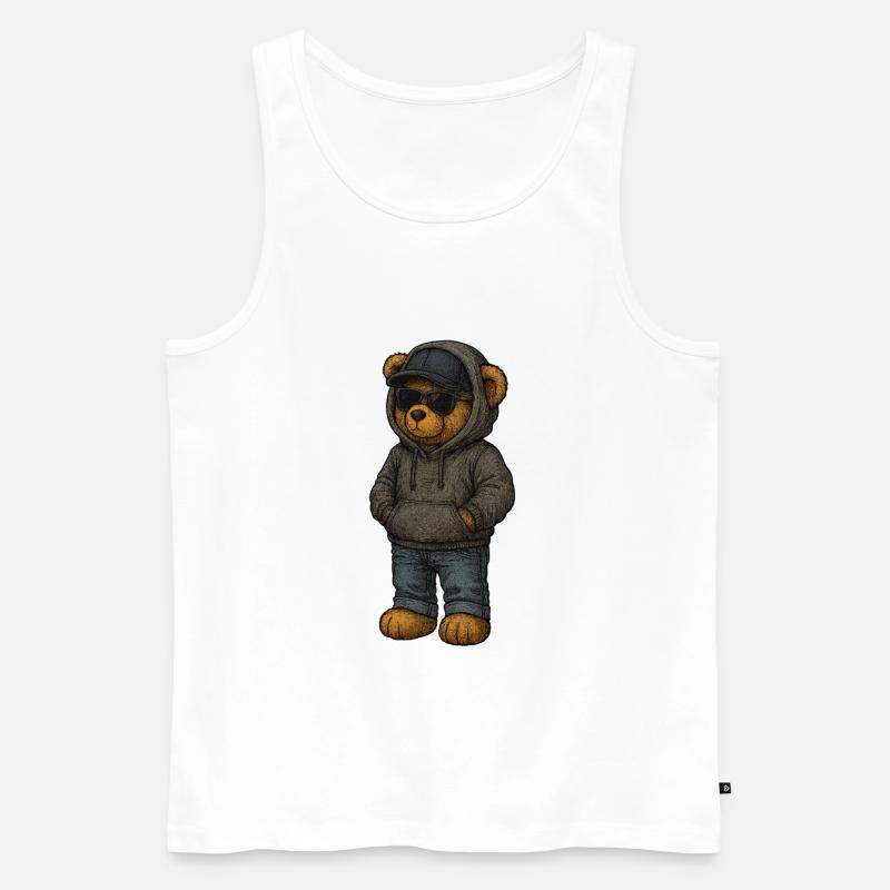 Urban Kapuzenpullover Bär - Männer Premium Bio Tank Top - Weiß