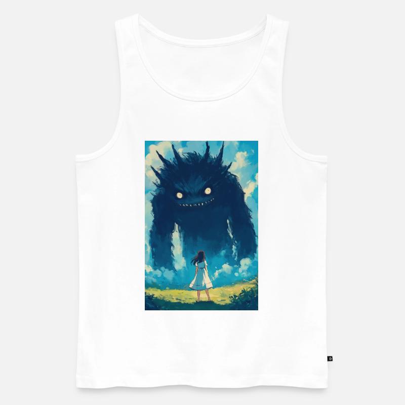 Ein Mädchen steht einem Monster gegenüber - Männer Premium Bio Tank Top - Weiß