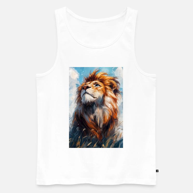 Illustration eines Löwen - Männer Premium Bio Tank Top - Weiß