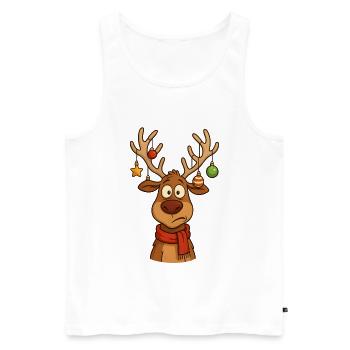 Hirsch Rudolph Frohe Weihnachten süß - Männer Premium Bio Tank Top - Weiß - Vorne - AI Model Male 178 light (178cm)