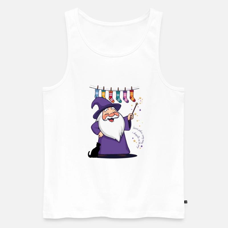 Der Zauberer und die Socken - Männer Premium Bio Tank Top - Weiß