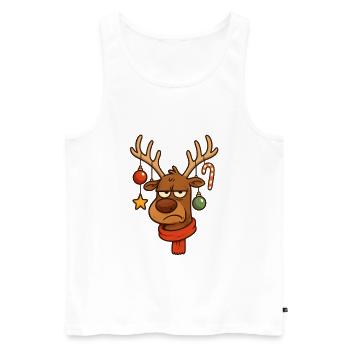Annoyed reindeer with Christmas decoration - Men's Premium Organic Tank Top - white - Front - AI Model Male 178 light (178cm)