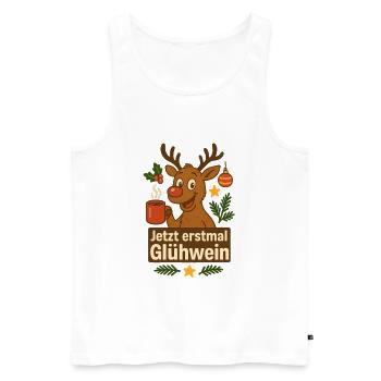 Funny mulled wine reindeer - Men's Premium Organic Tank Top - white - Front - AI Model Male 178 light (178cm)