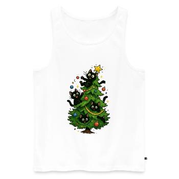 Sapin de Noël Chats Noël - Débardeur bio Premium Homme - blanc - Devant - Michal (187cm)