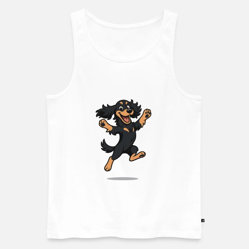 Hüpfender Cartoon Cocker Spaniel - Männer Premium Bio Tank Top - Weiß