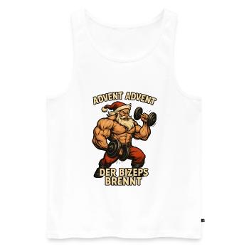 Entraînement de la salle de sport du Père Noël Biceps Burns - Débardeur bio Premium Homme - blanc - Devant - Michal (187cm)