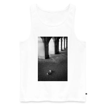 Shadows of the bows and pigeons - Men's Premium Organic Tank Top - white - Front - AI Model Male 178 light (178cm)