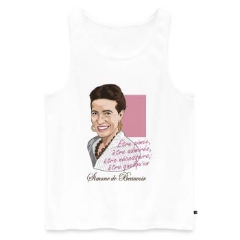 Simone de Beauvoir, philosophe - Débardeur bio Premium Homme - blanc - Devant - AI Model Male 178 light (178cm)