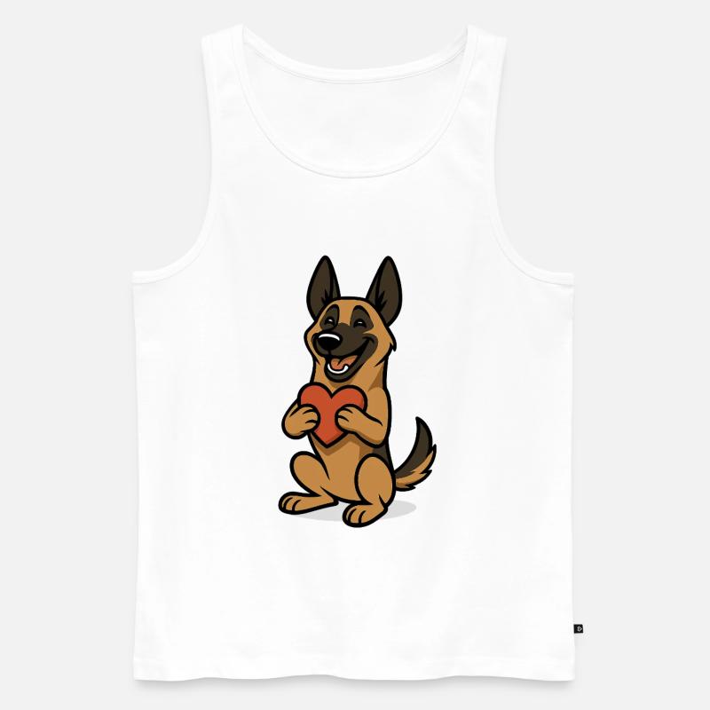 Malinois mit Herz Comic - Männer Premium Bio Tank Top - Weiß