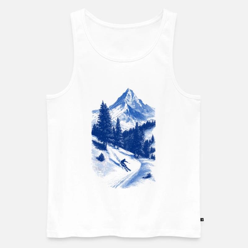 Blauer Gipfelgesicht Silhouette - Männer Premium Bio Tank Top - Weiß
