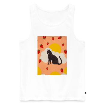 Silhouette einer Wolkenkatze in der Erdbeersonne - Männer Premium Bio Tank Top - Weiß - Vorne - AI Model Male 178 light (178cm)