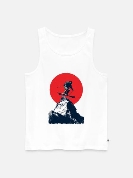 Skisprung über Felsgipfel - Männer Premium Bio Tank Top - Weiß
