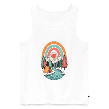 Camping en montagne dans le Sonnenbogen - Débardeur bio Premium Homme - blanc - Devant - Michal (187cm)