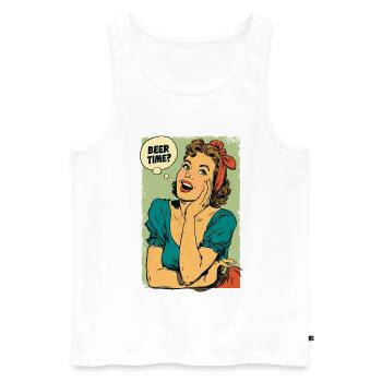 Bierzeit Retro-Pin-Up - Männer Premium Bio Tank Top - Weiß - Vorne - AI Model Male 178 light (178cm)
