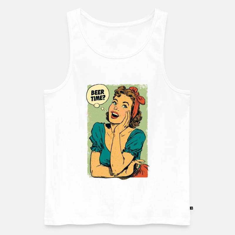 Bierzeit Retro-Pin-Up - Männer Premium Bio Tank Top - Weiß