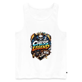 Schachlegende mit Krone - Männer Premium Bio Tank Top - Weiß - Vorne - Michal (187cm)