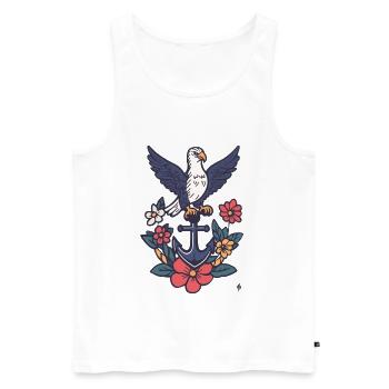 Anker mit Albatros und Blütenkranz - Männer Premium Bio Tank Top - Weiß - Vorne - AI Model Male 178 light (178cm)