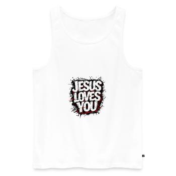Jésus t’aime, le Christ t’aime - Débardeur bio Premium Homme - blanc - Devant - Michal (187cm)
