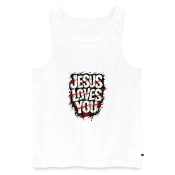 Jésus t’aime Gott liebt Dich - Débardeur bio Premium Homme - blanc - Devant - Michal (187cm)