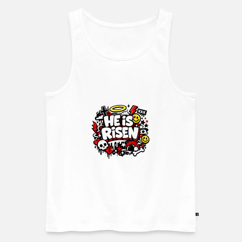 He is Risen Graffiti Easter - Men's Premium Organic Tank Top - white
