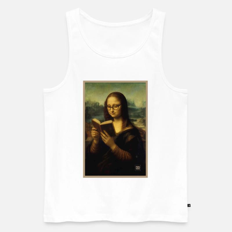 Mona Lisa Reading - Männer Premium Bio Tank Top - Weiß