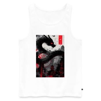 Ryu Neo-Tokyo – Dragon Yokai Cyber Sumi-e - Men's Premium Organic Tank Top - white - Front - AI Model Male 178 light (178cm)