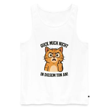 Morgenmuffel Katze mit Mittelfinger - Männer Premium Bio Tank Top - Weiß - Vorne - Michal (187cm)
