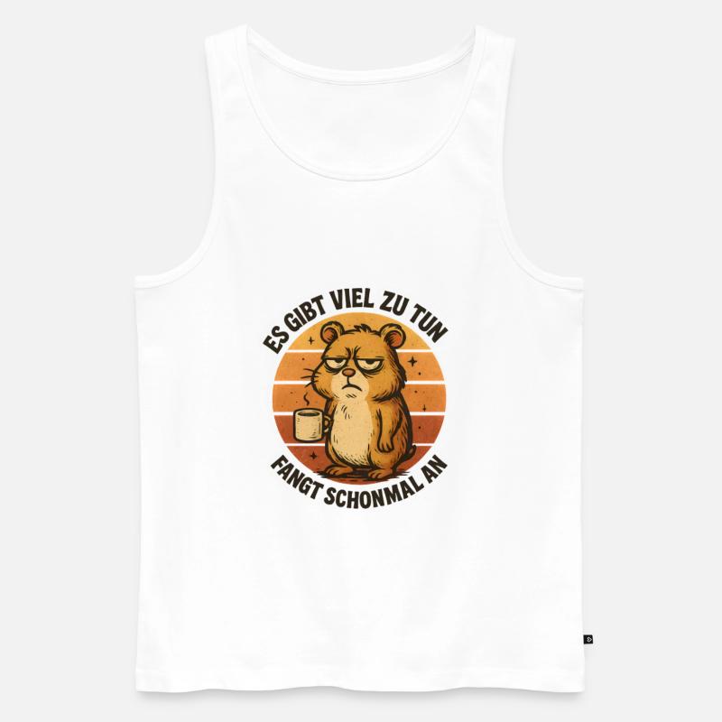 Grimmiger Hamster mit Kaffee - Männer Premium Bio Tank Top - Weiß