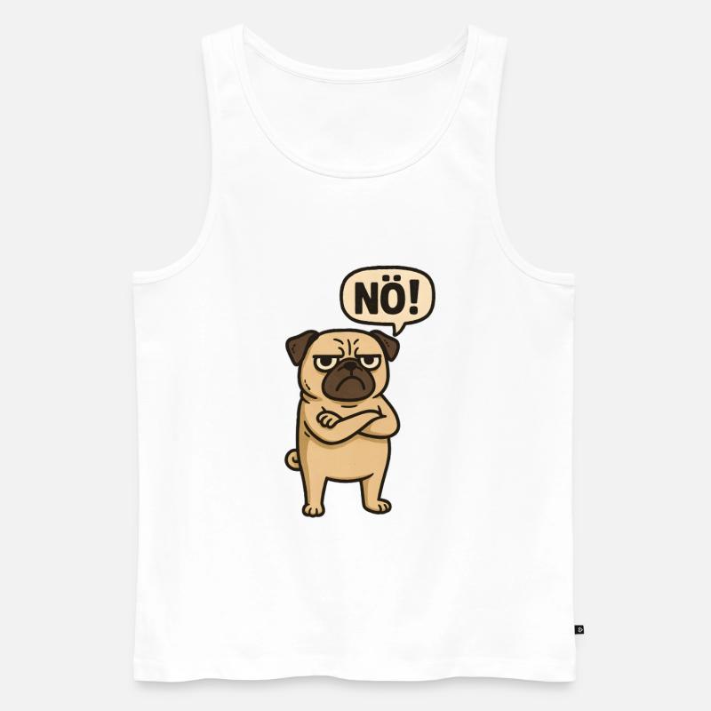 Mops Hund Nö Statement - Männer Premium Bio Tank Top - Weiß
