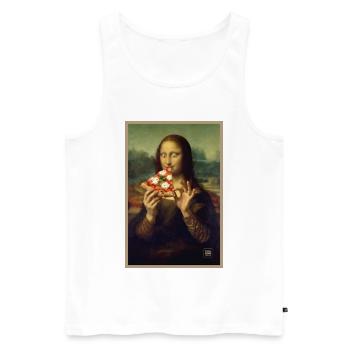 Mona Lisa Eating Pizza - Men's Premium Organic Tank Top - white - Front - AI Model Male 178 light (178cm)