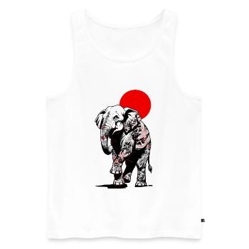 Éléphant Tatoué Akai - Soleil Rouge Manga Japon  - Débardeur bio Premium Homme - blanc - Devant - Michal (187cm)