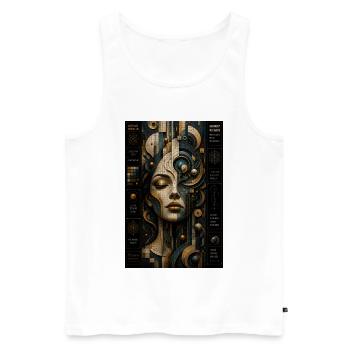 Geometric face in steampunk mosaic - Men's Premium Organic Tank Top - white - Front - Michal (187cm)