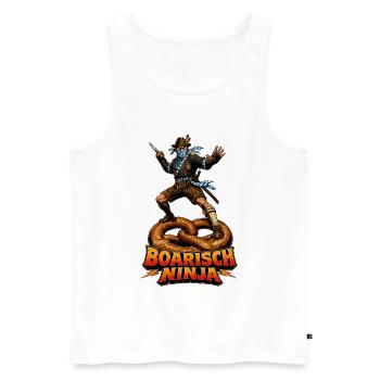 Boarisch Ninja – Retro Bayern Samurai Vintage Shir - Männer Premium Bio Tank Top - Weiß - Vorne - Michal (187cm)
