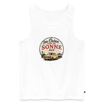 Osten Sonnenaufgang Ossi - Männer Premium Bio Tank Top - Weiß - Vorne - Michal (187cm)