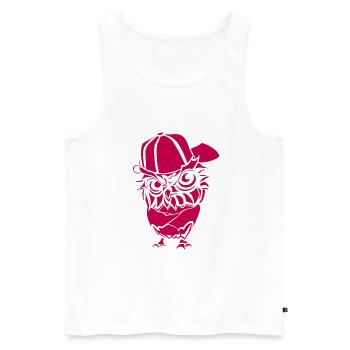 Hip Hopper Owl - Débardeur bio Premium Homme - blanc - Devant - Michal (187cm)