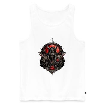 Horned Viking Warrior Emblem - Men's Premium Organic Tank Top - white - Front - Michal (187cm)