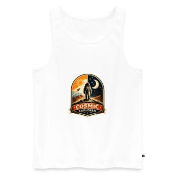 Écusson Cosmic Explorer - Débardeur bio Premium Homme - blanc - Devant - Michal (187cm)