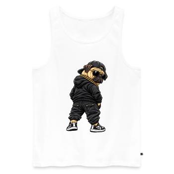 Cool gangster pug in streetwear style - Men's Premium Organic Tank Top - white - Front - Michal (187cm)