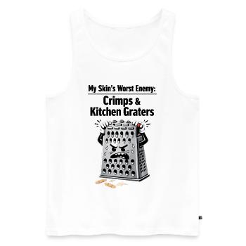My Skin's Worst Enemy: Crimps & Kitchen Graters - Men's Premium Organic Tank Top - white - Front - Michal (187cm)