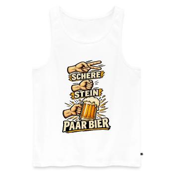 Schere Stein Bier – Spielshirt Party Fest Mallorca - Männer Premium Bio Tank Top - Weiß - Vorne - Michal (187cm)