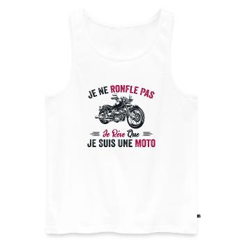 Je Ne Ronfle Pas Je Rêve Que Je Suis Une Moto - Débardeur bio Premium Homme - blanc - Devant - Michal (187cm)