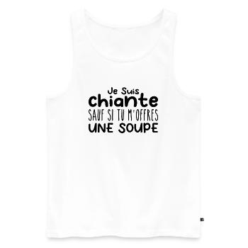 Femme qui adore : Soupe Designs Drôles Humour - Débardeur bio Premium Homme - blanc - Devant - Michal (187cm)