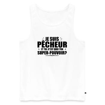 Ich bin Fischer. Was ist deine Superkraft? - Männer Premium Bio Tank Top - Weiß - Vorne - AI Model Male 178 light (178cm)