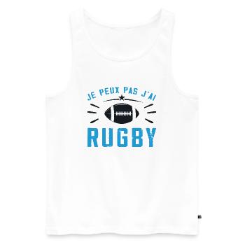 Ich kann nicht Rugby spielen - Männer Premium Bio Tank Top - Weiß - Vorne - Michal (187cm)