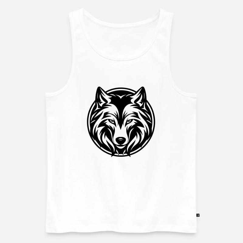 Wolf - Männer Premium Bio Tank Top - Weiß